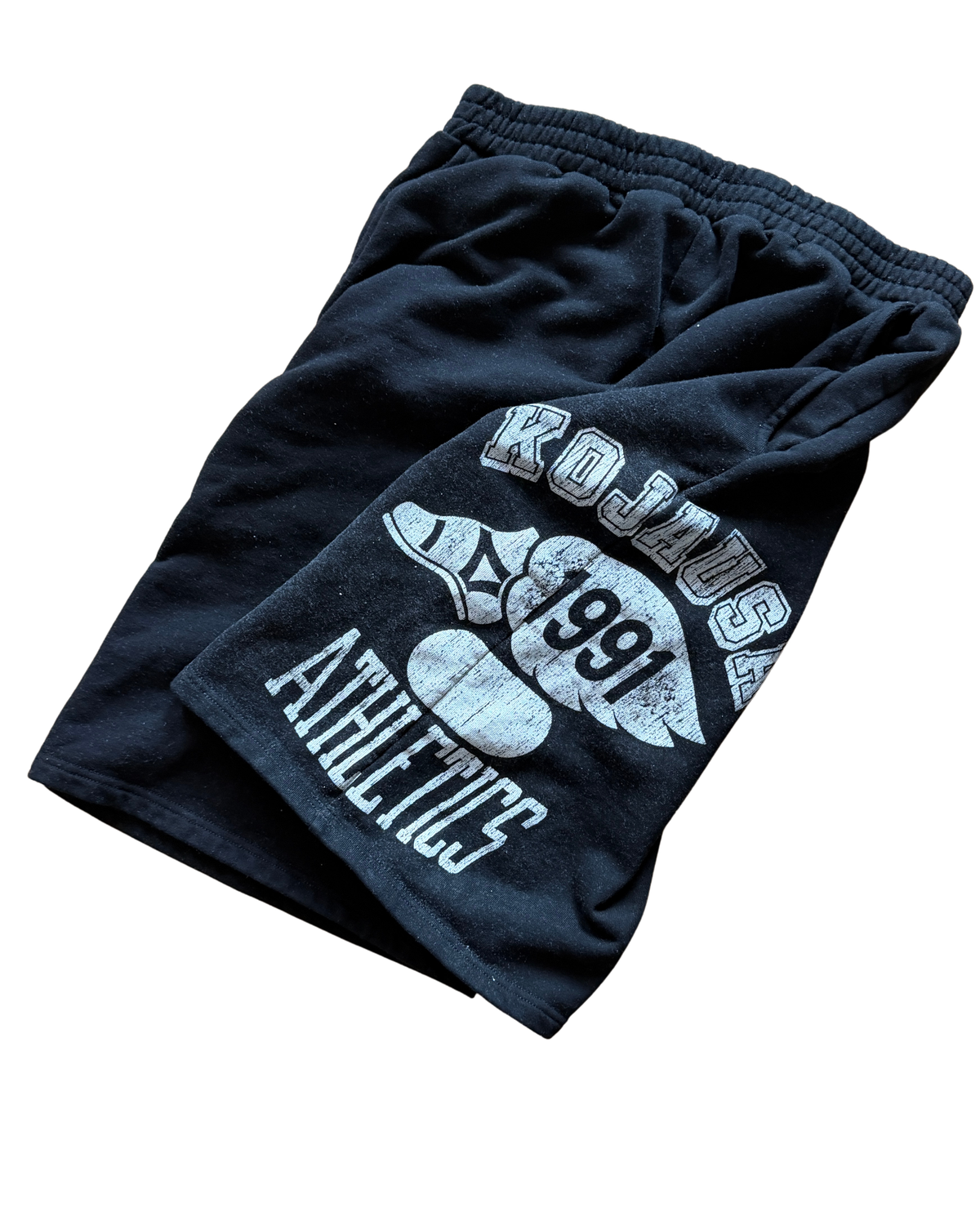KOJAUSA Athletics Black French Terry Long Shorts