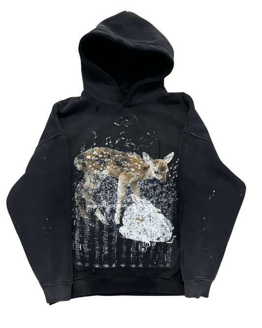 Lamb & Deer Distressed Hoodie