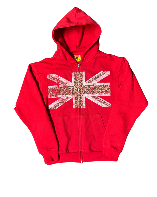 Red UK Cheetah Flag Zipup