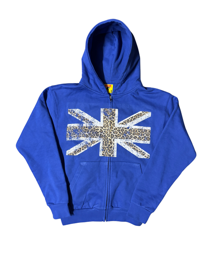 Blue UK Cheetah Flag Zipup